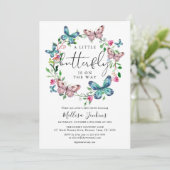 Invitation Un Baby shower Floral Petit Papillon (Debout devant)