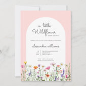 Invitation Un Baby shower Floral Rose Un Peu Fleur sauvage (Devant)