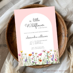 Invitation Un Baby shower Floral Rose Un Peu Fleur sauvage