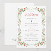 Invitation Un Baby shower Floral Rouge Boho Un Peu Fleur sauv (Devant / Derrière)