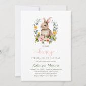 Invitation Un baby shower Floral Spécial Bunny (Devant)