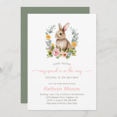 Invitation Un baby shower Floral Spécial Bunny (Devant / Derrière)
