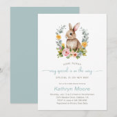 Invitation Un baby shower Floral Spécial Bunny (Devant / Derrière)