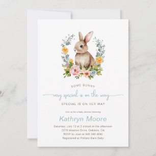 Invitation Un baby shower Floral Spécial Bunny