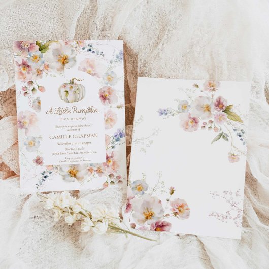 Invitation Un Baby shower Floral Un Petit Citrouille