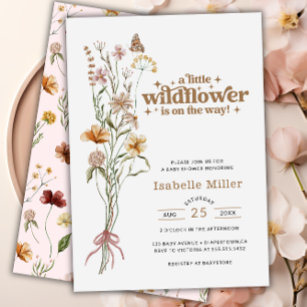 Invitation Un Baby shower Floral Un Petit Fleur sauvage