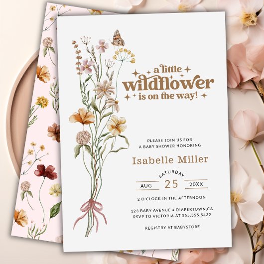 Invitation Un Baby shower Floral Un Petit Fleur sauvage