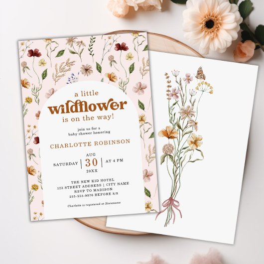 Invitation Un Baby shower Floral Un Petit Fleur sauvage