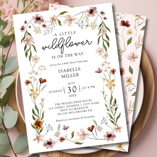 Invitation Un Baby shower Floral Un Petit Fleur sauvage
