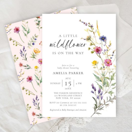 Invitation Un Baby shower Floral Un Petit Fleur sauvage