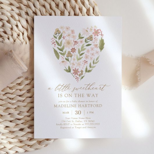 Invitation Un Baby shower Floral Un Peu Amoureux