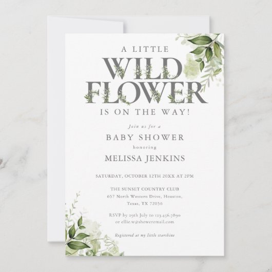 Invitation Un Baby shower Floral Un Peu Fleur sauvage (Devant)