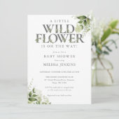Invitation Un Baby shower Floral Un Peu Fleur sauvage (Debout devant)
