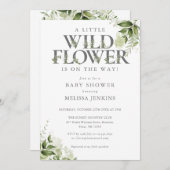 Invitation Un Baby shower Floral Un Peu Fleur sauvage (Devant / Derrière)