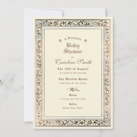 Invitation Un Baby shower jaune pâle à conte équitable (Devant)