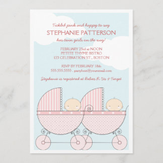 Invitation Un Baby shower joyeux au portage rose pour fille j
