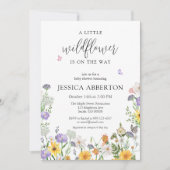 Invitation Un Baby shower neutre bleu rose Fleur sauvage (Devant)