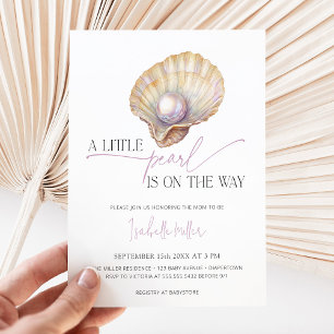 Invitation Un Baby shower Océan Oyster De Little Pearl Sea Be