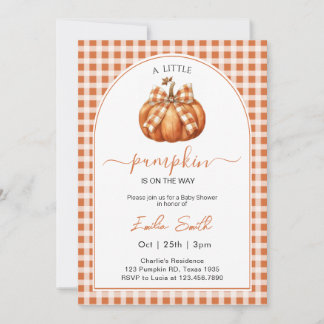 Invitation Un Baby shower Orange en vichy Un Peu Citrouille