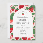 Invitation Un Baby shower rose fraise Berry (Devant)