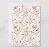 Invitation Un Baby shower Rose Petite Fille Fleur sauvage (Dos)