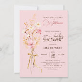 Invitation Un Baby shower Rustique De Boho Un Peu Fleur sauva (Devant)