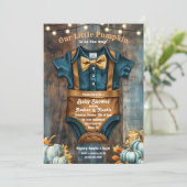 Invitation Un Baby shower Rustique Un Peu Citrouille Invitati (Debout devant)