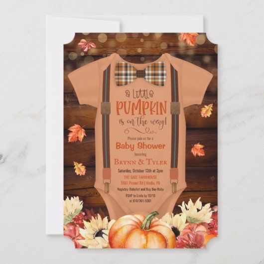 Invitation Un Baby shower Rustique Un Peu Citrouille Invitati (Devant)