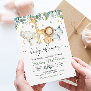 Invitation Un Baby shower Safari garçon sauvage