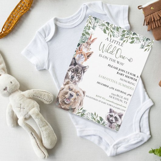 Invitation Un Baby shower sauvage Animaux forestiers
