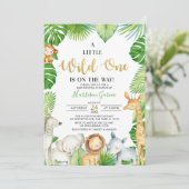 Invitation Un Baby shower sauvage d'animaux de la Jungle (Debout devant)