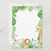 Invitation Un Baby shower sauvage d'animaux de la Jungle (Dos)