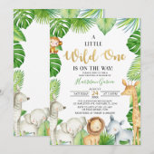 Invitation Un Baby shower sauvage d'animaux de la Jungle (Devant / Derrière)