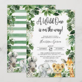 Invitation Un Baby shower sauvage de Safari Jungle Animaux (Devant / Derrière)