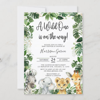 Invitation Un Baby shower sauvage de Safari Jungle Animaux