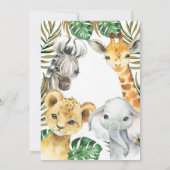 Invitation Un Baby shower sauvage de Safari Jungle Animaux (Dos)