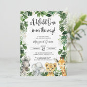 Invitation Un Baby shower sauvage de Safari Jungle Animaux (Debout devant)