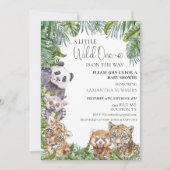 Invitation Un Baby shower sauvage La jungle tropicale Animaux (Devant)