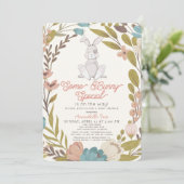 Invitation Un Baby shower Spécial Fille Lapin Floral (Debout devant)