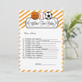 Invitation Un Baby shower sportif pour bébé (Debout devant)