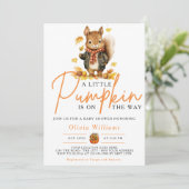 Invitation Un Baby shower SQUIRREL Automne Un Peu Citrouille (Debout devant)