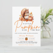 Invitation Un Baby shower SQUIRREL Automne Un Peu Citrouille (Debout devant)