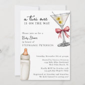 Invitation Un Baby shower Tini One Arch Photo Bow Martini Ros (Devant)