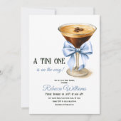 Invitation Un Baby shower Tini One Blue Bow Espresso Martini (Devant)