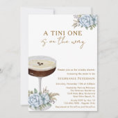 Invitation Un Baby shower Tini One Dusty Blue Espresso Martin (Devant)