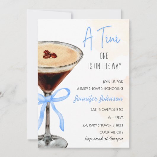 Invitation Un Baby shower Tini One Expresso Martini (Devant)