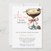 Invitation Un Baby shower Tini One Martini Girl Rose Bow (Devant)