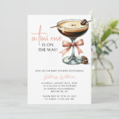 Invitation Un Baby shower Tini One Martini Girl Rose Bow (Debout devant)