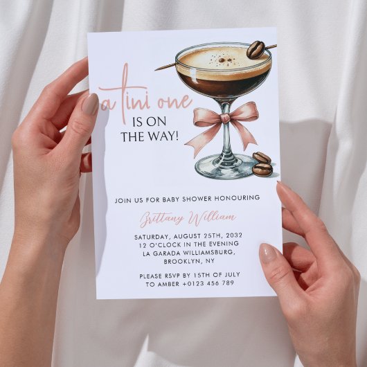 Invitation Un Baby shower Tini One Martini Girl Rose Bow