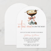 Invitation Un Baby shower Tini One Martini Rose Bow Arrondi (Devant / Derrière)